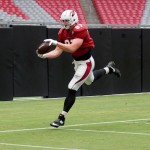 Tight end Troy Niklas catches the ball during training camp Aug. 9. (Photo by Adam Green/Arizona Sports)