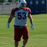 Center A.Q. Shipley during a training camp practice Aug. 14. (Photo by Adam Green/Arizona Sports)