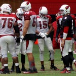 Drew Stanton and the first-team offense during training camp Aug. 24. (Photo by Adam Green/Arizona Sports)