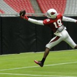 Wide receiver Marquis Bundy attempts to make a catch at Arizona Cardinals training camp Thursday, August 4, 2016 at University of Phoenix Stadium in Glendale. (Photo: Vince Marotta/Arizona Sports)