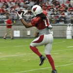Larry Fitzgerald hauls in a pass at Arizona Cardinals training camp in Glendale Tuesday, August 2, 2016. (Photo: Vince Marotta/Arizona Sports)