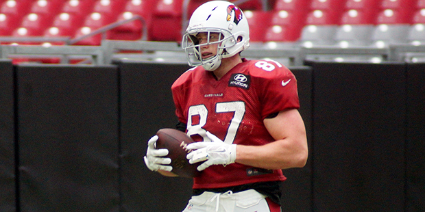 Cardinals tight end Troy Niklas catches a pass during training camp Aug. 9. (Photo by Adam Green/Ar...