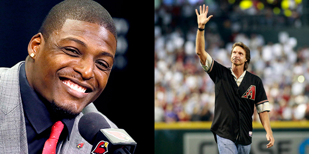 Adrian Wilson and Randy Johnson will enter the Arizona Sports Hall of Fame. (AP)...