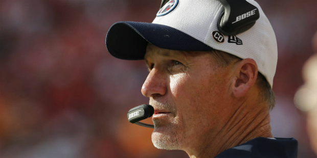 FILE - In this Sept. 13, 2015, file photo, then-Tennessee Titans head coach Ken Whisenhunt looks on...
