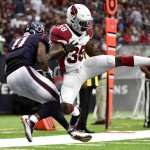 Houston Texans wide receiver Jaelen Strong (11) catches a pass for a touchdown in front of Arizona Cardinals defender Ronald Zamort (38) during the first half of an NFL preseason football game, Sunday, Aug. 28, 2016, in Houston. (AP Photo/Eric Christian Smith)
