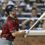 Arizona Diamondbacks' Paul Goldschmidt watches his RBI single during the third inning of a baseball game against the New York Mets, Wednesday, Aug. 10, 2016, in New York. (AP Photo/Kathy Willens)
