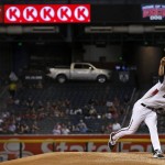 Arizona Diamondbacks' Zack Greinke throws a pitch after recording his fifth strikeout against the Atlanta Braves, during the fourth inning of a baseball game Wednesday, Aug. 24, 2016, in Phoenix. For Greinke it was his 2,000th strikeout in his career. (AP Photo/Ross D. Franklin)