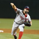 Washington Nationals pitcher Tanner Roark throws during the first inning during a baseball game against the Arizona Diamondbacks, Tuesday, Aug. 2, 2016, in Phoenix. (AP Photo/Rick Scuteri)