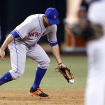 New York Mets' T.J. Rivera drops a grounder hit by Arizona Diamondbacks' Phil Gosselin, who reached on the error, during the sixth inning of a baseball game Tuesday, Aug. 16, 2016, in Phoenix. The Mets won 7-5. (AP Photo/Ross D. Franklin)