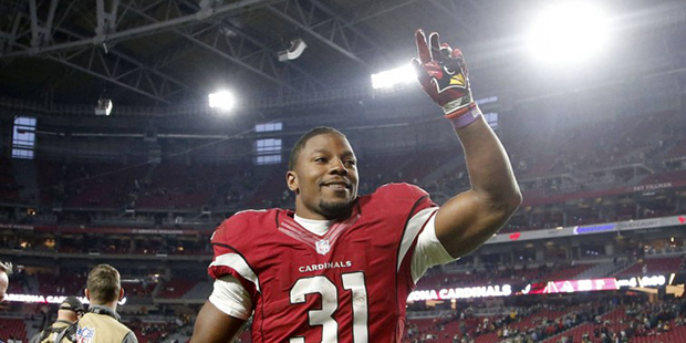 Arizona Cardinals running back David Johnson (31) celebrates after an NFL football game against the...