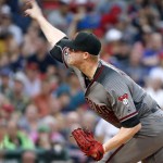 Arizona Diamondbacks' Archie Bradley pitches during the first inning of a baseball game against the Boston Red Sox in Boston, Saturday, Aug. 13, 2016. (AP Photo/Michael Dwyer)