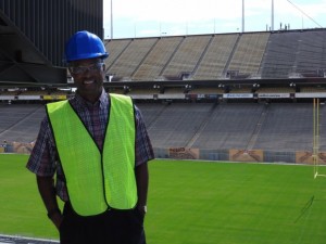 Arizona State University's Vice President for University Athletics Ray Anderson stands with the field of Sun Devil Stadium in the background on Aug. 23. (Photo by Craig Morgan/Arizona Sports)