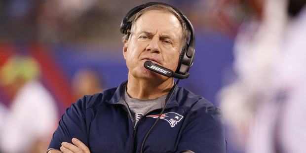 New England Patriots head coach Bill Belichick watches his team play during the first half of a pre...