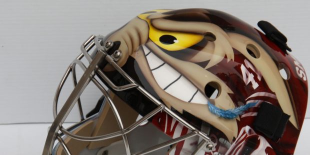 This Looney Tunes-themed mask was the first that artist David Arrigo produced for goalie Mike Smith...