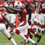 Arizona Cardinals strong safety Tony Jefferson (22) celebrates his fumble recovery against the Tampa Bay Buccaneers during the first half of an NFL football game, Sunday, Sept. 18, 2016, in Glendale, Ariz. (AP Photo/Ross D. Franklin)