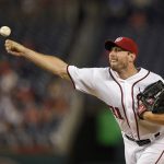 Washington Nationals starting pitcher Max Scherzer (31) delivers a pitch during the first inning of a baseball game against the Arizona Diamondbacks, Tuesday, Sept. 27, 2016, in Washington. (AP Photo/Nick Wass)