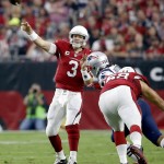 Arizona Cardinals quarterback Carson Palmer (3) throws against the New England Patriots during an NFL football game, Sunday, Sept. 11, 2016, in Glendale, Ariz. (AP Photo/Ross D. Franklin)