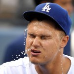 itsLos Angeles Dodgers' Joc Pederson splashes himself on the face with water prior to the Dodgers' baseball game against the Arizona Diamondbacks, Monday, Sept. 5, 2016, in Los Angeles. (AP Photo/Mark J. Terrill)