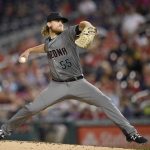 Arizona Diamondbacks starting pitcher Matt Koch winds up to deliver a pitch during the third inning of a baseball game, Tuesday, Sept. 27, 2016, in Washington. (AP Photo/Nick Wass)