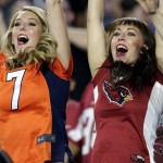 Denver Broncos and Arizona Cardinals fans cheer during the first half of an NFL preseason football game, Thursday, Sept. 1, 2016, in Glendale, Ariz. (AP Photo/Rick Scuteri)
