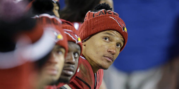 Arizona Cardinals' Brittan Golden looks at the scoreboard during the second half the NFL football N...