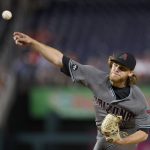 Arizona Diamondbacks starting pitcher Matt Koch delivers a pitch during the first inning of a baseball game against the Washington Nationals, Tuesday, Sept. 27, 2016, in Washington. (AP Photo/Nick Wass)