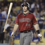 Arizona Diamondbacks' Paul Goldschmidt tosses his bat after striking out during the fifth inning of a baseball game against the Los Angeles Dodgers, Wednesday, Sept. 7, 2016, in Los Angeles. (AP Photo/Jae C. Hong)