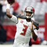 Tampa Bay Buccaneers quarterback Jameis Winston (3) warms up prior to an NFL football game against the Arizona Cardinals, Sunday, Sept. 18, 2016, in Glendale, Ariz. (AP Photo/Ross D. Franklin)