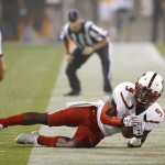 Texas Tech's Jonathan Giles (9) makes a diving catch against Arizona State during the first half of an NCAA college football game Saturday, Sept. 10, 2016, in Tempe, Ariz. (AP Photo/Ross D. Franklin)