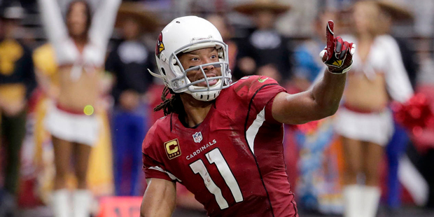 Arizona Cardinals wide receiver Larry Fitzgerald (11) celebrates a first and goal against the Tampa...