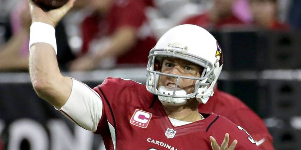 Arizona Cardinals quarterback Carson Palmer (3) warms up prior to an NFL football game against the ...