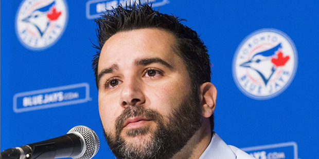 FILE - In this July 28, 2015, file photo, Toronto Blue Jays general manager Alex Anthopoulos speaks...