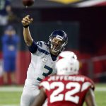Seattle Seahawks quarterback Russell Wilson (3) throws over Arizona Cardinals strong safety Tony Jefferson (22) during the first half of a football game, Sunday, Oct. 23, 2016, in Glendale, Ariz. (AP Photo/Ross D. Franklin)