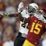 Arizona State defensive back Kareem Orr, left, blocks a pass to Southern California wide receiver Isaac Whitney (15) during the first half of an NCAA college football game Saturday, Oct. 1, 2016, in Los Angeles. Orr was called for pass interference. (AP Photo/Ryan Kang)