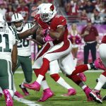 Arizona Cardinals running back David Johnson (31) crosses the goal line for a touchdown against the New York Jets during the first half of an NFL football game, Monday, Oct. 17, 2016, in Glendale, Ariz. (AP Photo/Ross D. Franklin)