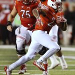 Utah running back Armand Shyne (23) carries against Arizona during the first half of an NCAA college football game, Saturday, Oct. 8, 2016, in Salt Lake City. (AP Photo/George Frey)
