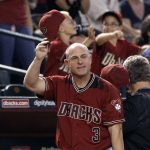 Arizona Diamondbacks manager Chip Hale salutes the fans for their support during the season during the middle of the sixth inning of a baseball game against the San Diego Padres, Sunday, Oct. 2, 2016, in Phoenix. (AP Photo/Ralph Freso)