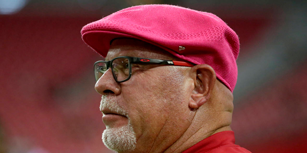 Arizona Cardinals head coach Bruce Arians watches his team prior to an NFL football game against th...