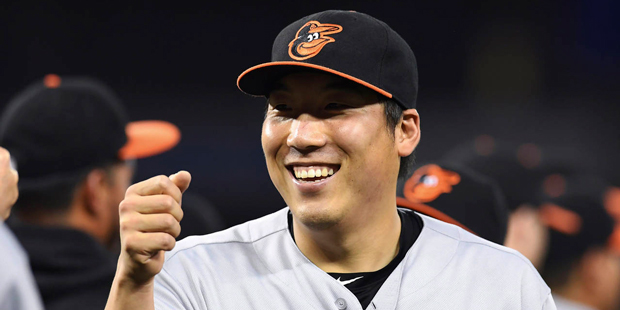 Baltimore Orioles' Hyun Soo Kim celebrates his team's 3-2 victory against the Toronto Blue Jays in ...