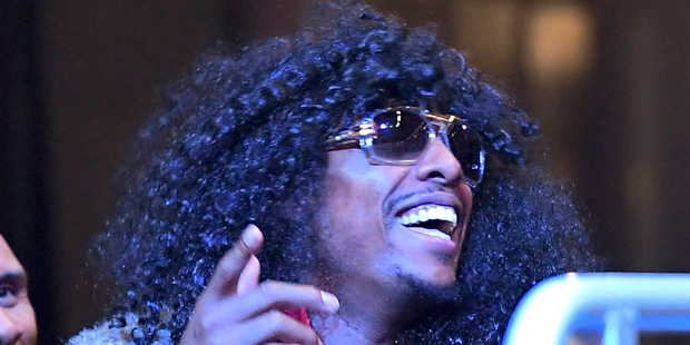 Los Angeles Clippers' Paul Pierce is seen dressed as the late singe Rick James prior to an NBA bask...
