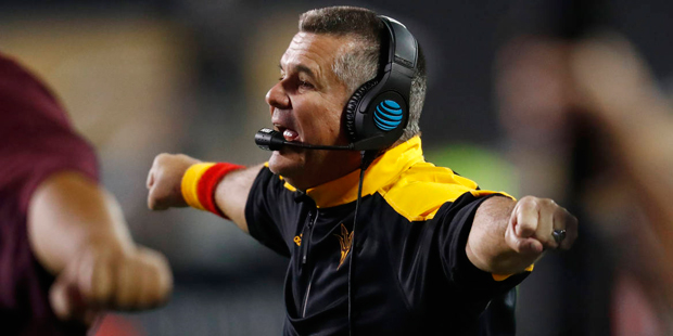 Arizona State head coach Todd Graham directs his team against Colorado in the second half of an NCA...