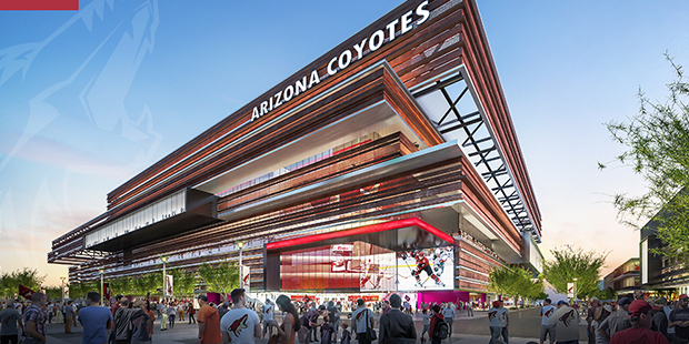 An artist's rendering of the Arizona Coyotes' possible new arena in Tempe, Arizona. (Arizona Coyote...