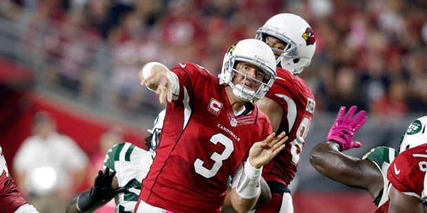 Arizona Cardinals quarterback Carson Palmer (3) throws against the New York Jets during the second ...