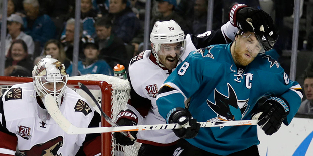 The Arizona Coyotes fell short in a 2-1 overtime loss to the San Jose Sharks. (Associated Press)...