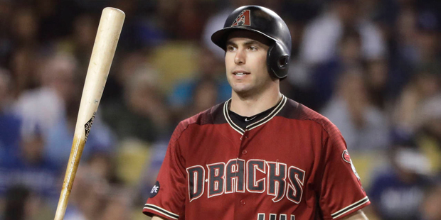 Arizona Diamondbacks' Paul Goldschmidt tosses his bat after striking out during the fifth inning of...