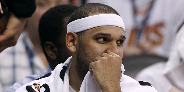 Phoenix Suns' Jared Dudley watches as the final seconds wind down during an NBA basketball game aga...