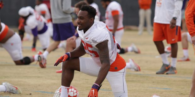 Clemson cornerback Cordrea Tankersley stretches at the beginning of practice on Wednesday, December...