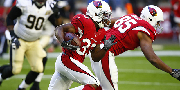 Arizona Cardinals running back Kerwynn Williams (33) runs a direct snap for a touchdown against the...