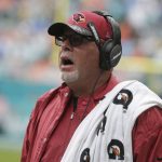Arizona Cardinals head coach Bruce Arians gestures from the sidelines, during the first half of an NFL football game against the Miami Dolphins, Sunday, Dec. 11, 2016, in Miami Gardens, Fla. (AP Photo/Lynne Sladky)