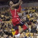 Arizona's Kobi Simmons shoots two of his game-high 19 points during the second half of an NCAA college basketball game against Missouri Saturday, Dec. 10, 2016, in Columbia, Mo. Arizona won the game 79-60. (AP Photo/L.G. Patterson)